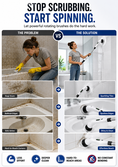 9-in-1 Electric Spin Scrubber with Adjustable Long Handle