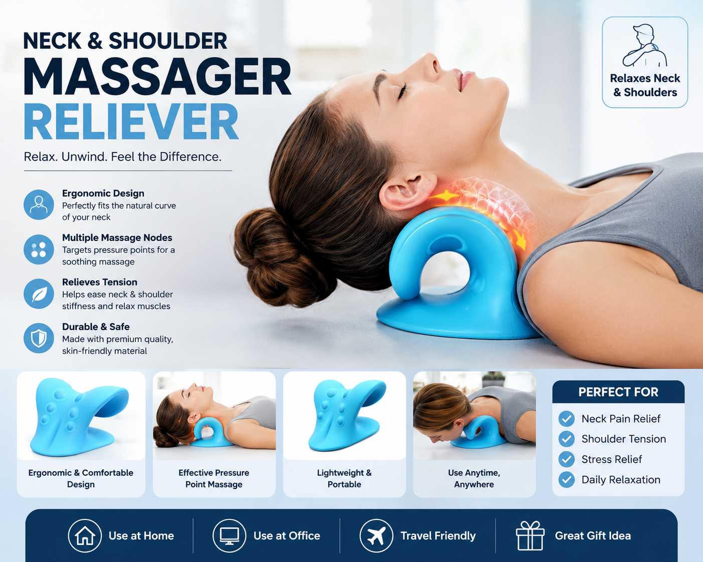 Neck and shoulders massager reliever
