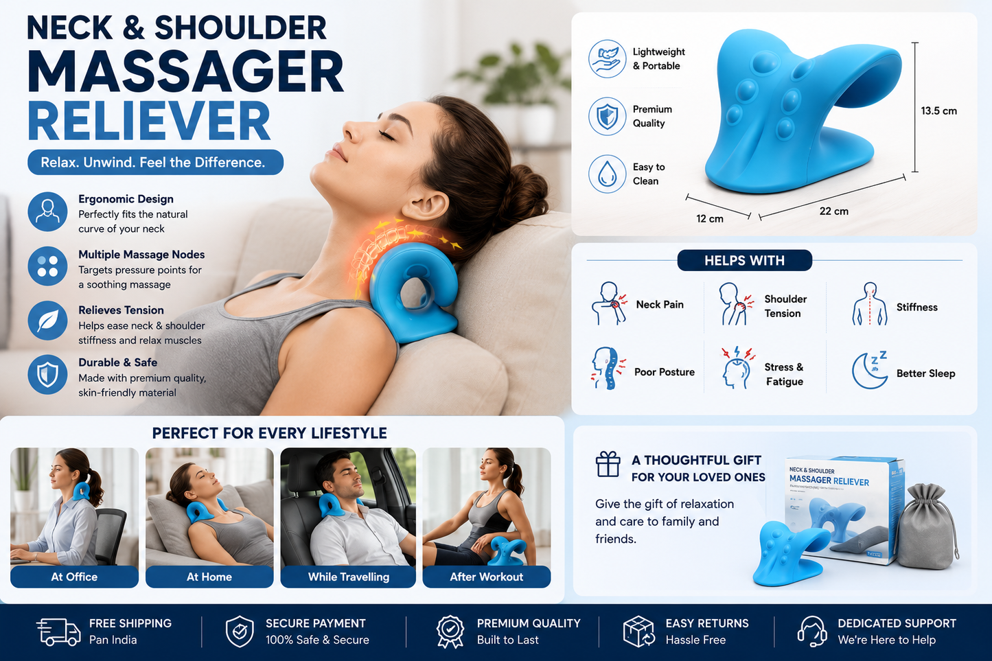 Neck and shoulders massager reliever