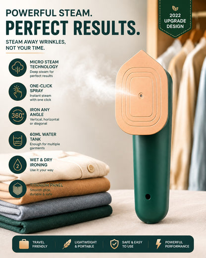 Portable Travel Garment Steamer – Remove Wrinkles in Seconds